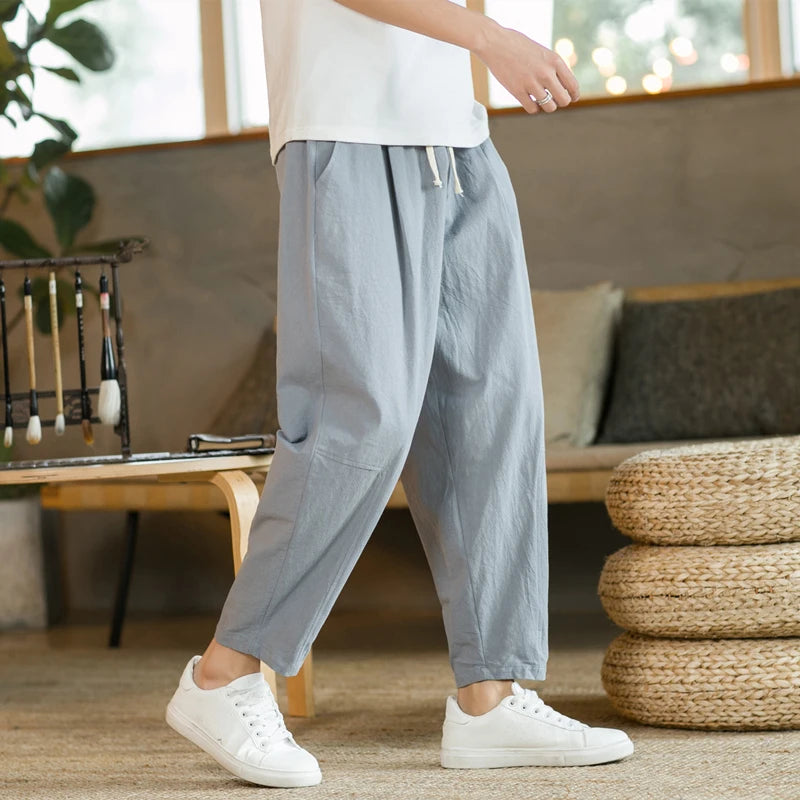 Pantalon Regular Fit en lin mélangé