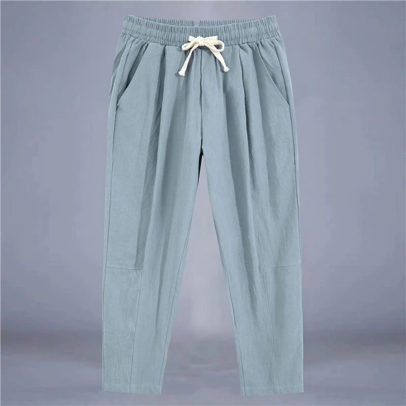 Pantalon Regular Fit en lin mélangé