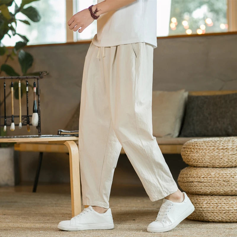 Pantalon Regular Fit en lin mélangé