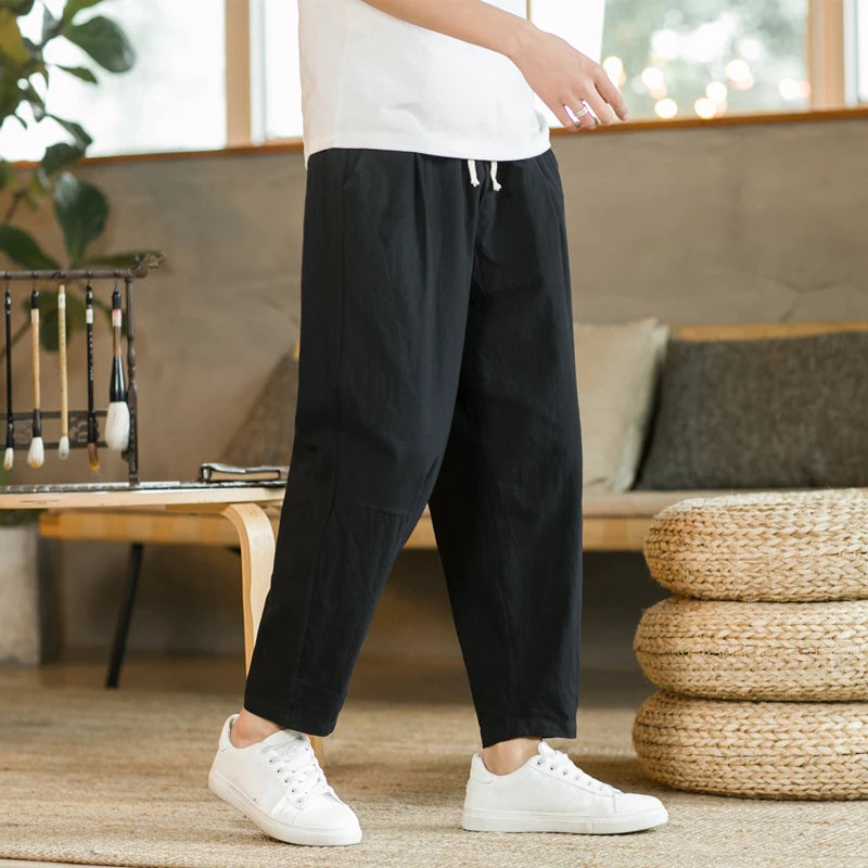 Pantalon Regular Fit en lin mélangé