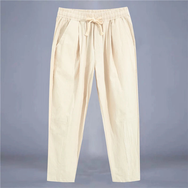 Pantalon Regular Fit en lin mélangé