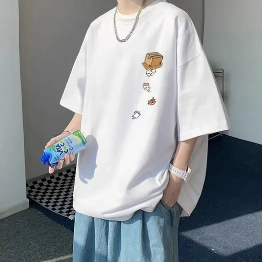 T-Shirt oversize imprimé chat