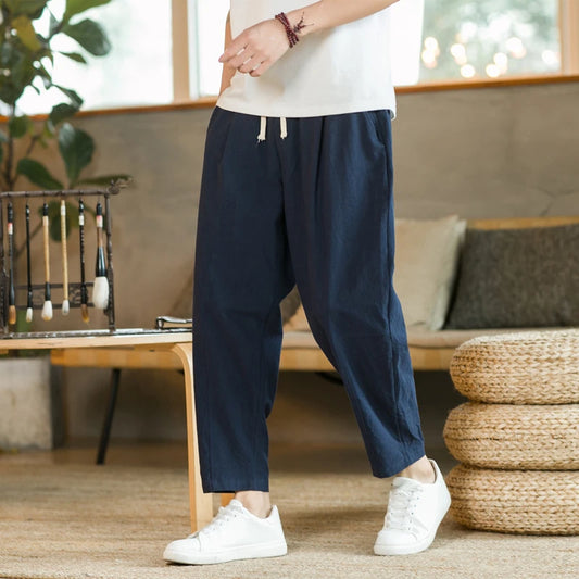 Pantalon Regular Fit en lin mélangé